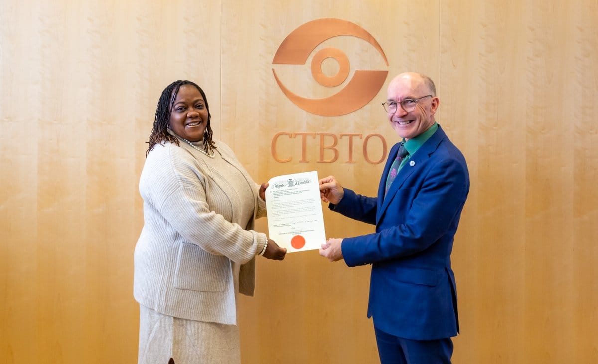 Her Excellency, Ambassador Eunice Luambia presenting credentials to the Executive Secretary of CTBTO, Dr. Robert Floyd.