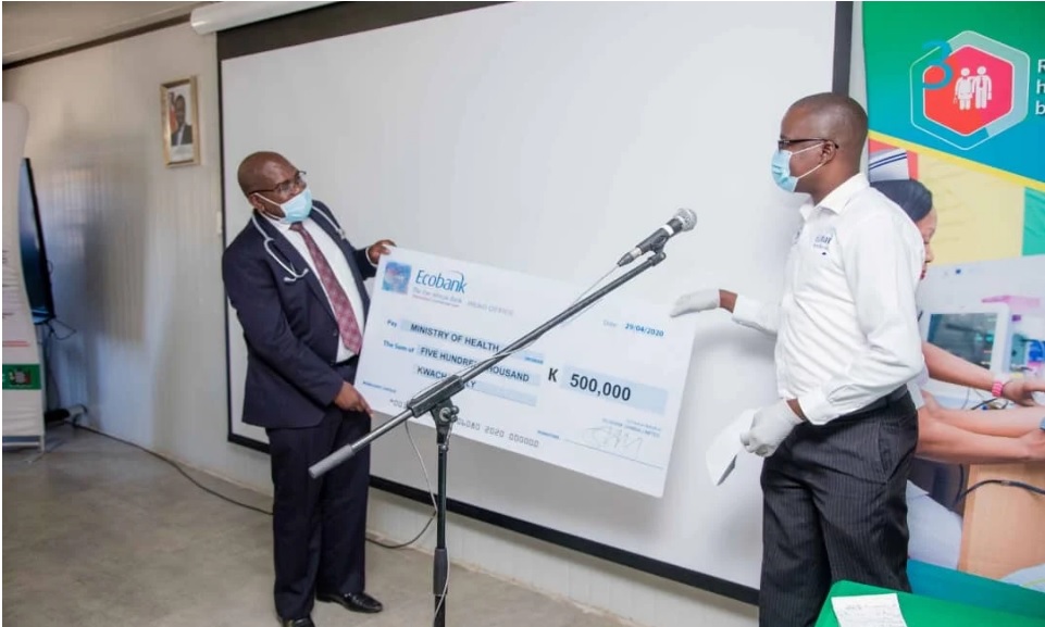 Ecobank Zambia contributes ZMW500,000 to Ministry of Health to fight COVID-19